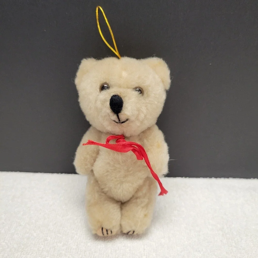 Vintage Miniature Teddy Bear Christmas Ornament w/ movable arms & legs